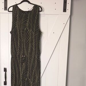 Chico's Green Sleeveless Jumpsuit with Abstract Design